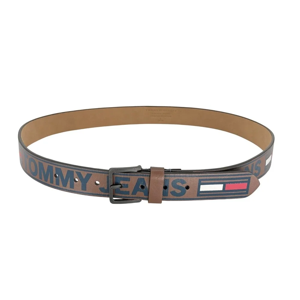 Tommy Hilfiger Tommy Jeans Logo‎ Belt Mens Large L 38-40 Brown Streetwear Y2K